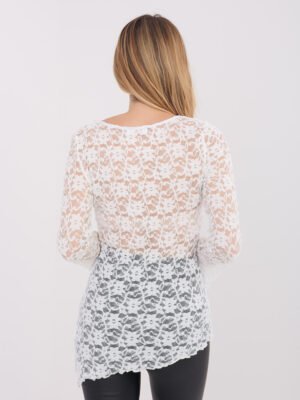 Alternative view of Permatoma nėrinių palaidinė su platėjančiomis rankovėmis "SARITA" balta