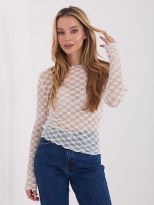 Subtiliai permatoma nėrinių palaidinė "BARBARA" balta