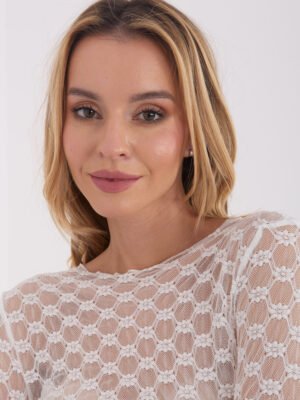 Alternative view of Subtiliai permatoma nėrinių palaidinė "BARBARA" balta