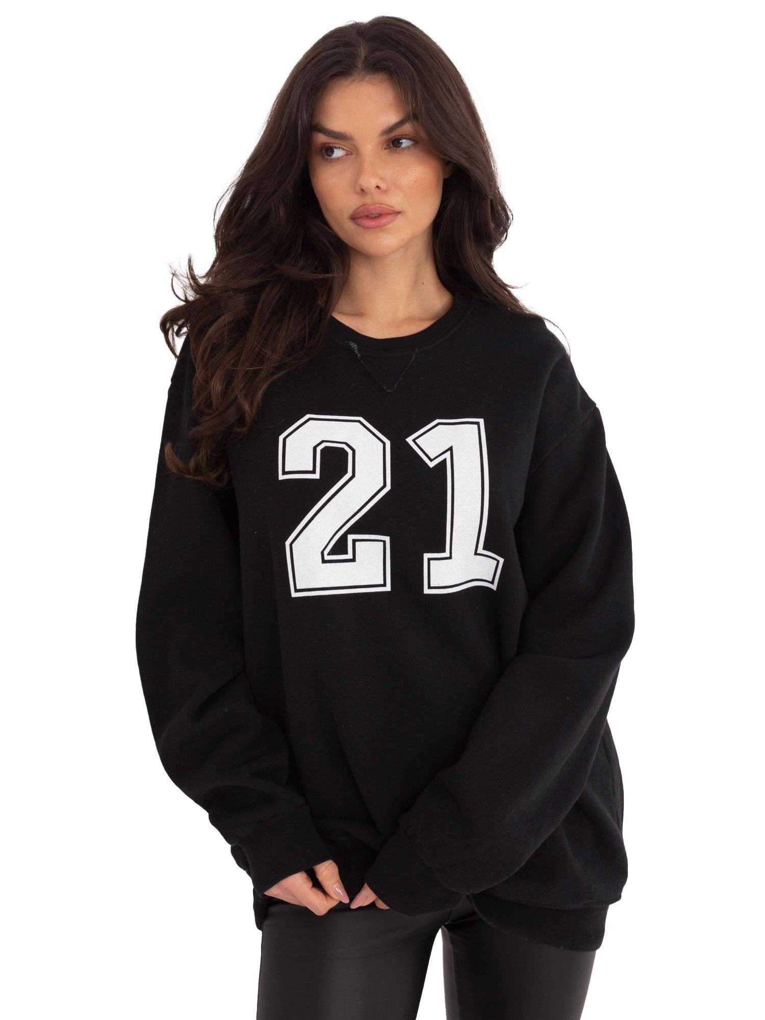 Oversize džemperis "Numeris 21" juoda - Image 5