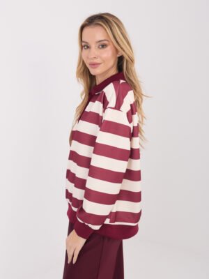 Alternative view of Dryžuotas polo stiliaus džemperis "FREDA" bordo