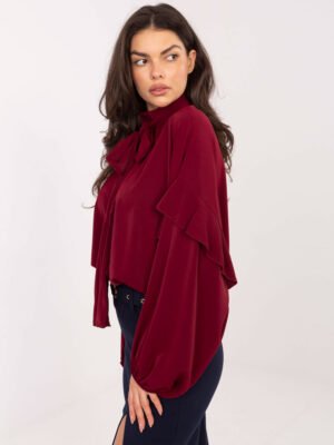 Marškiniai su kaspinu ir pūstomis rankovėmis "CHERYL" bordo