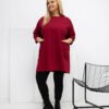 Plus size ilga palaidinė-tunika su kišenėmis "KATRINA" bordo
