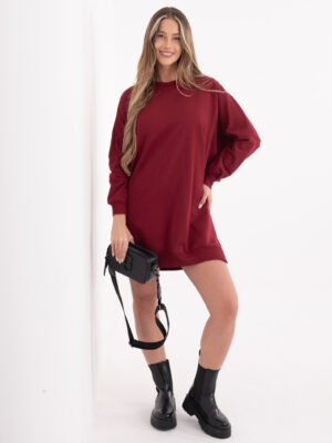 Alternative view of Laisvo silueto  medvilninė suknelė "CAMINO" bordo