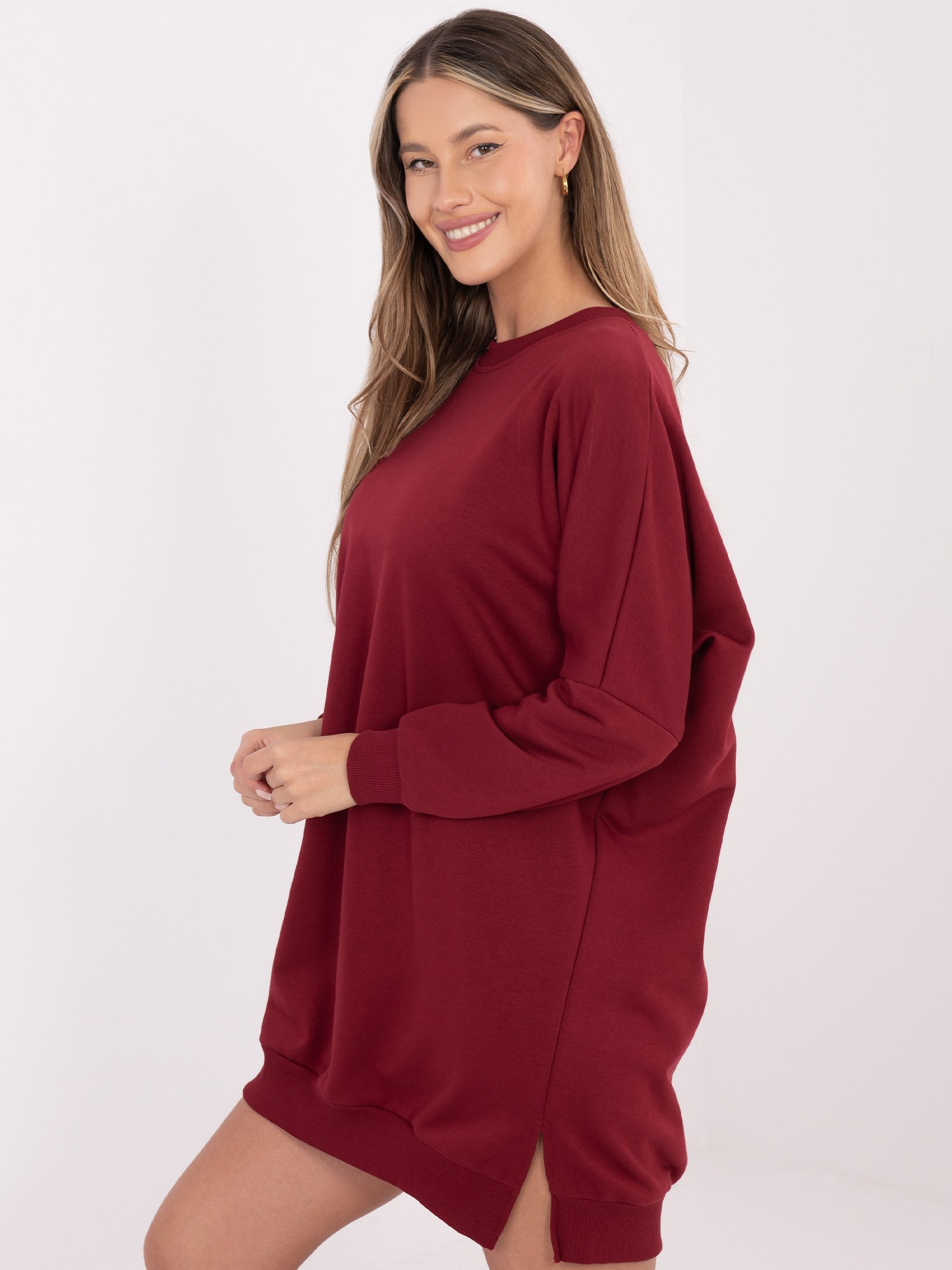 Laisvo silueto medvilninė suknelė "CAMINO" bordo - Image 3