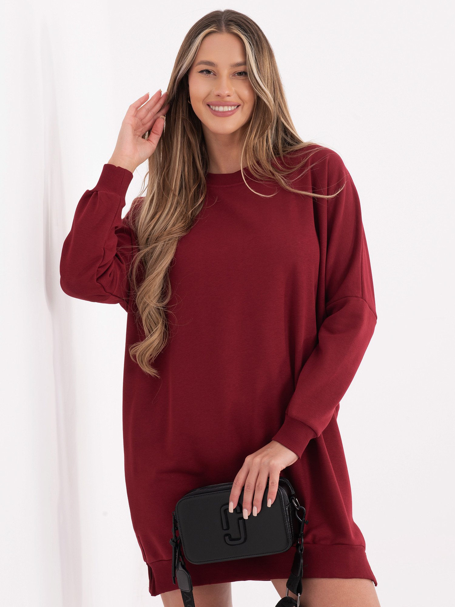 Laisvo silueto medvilninė suknelė "CAMINO" bordo - Image 5