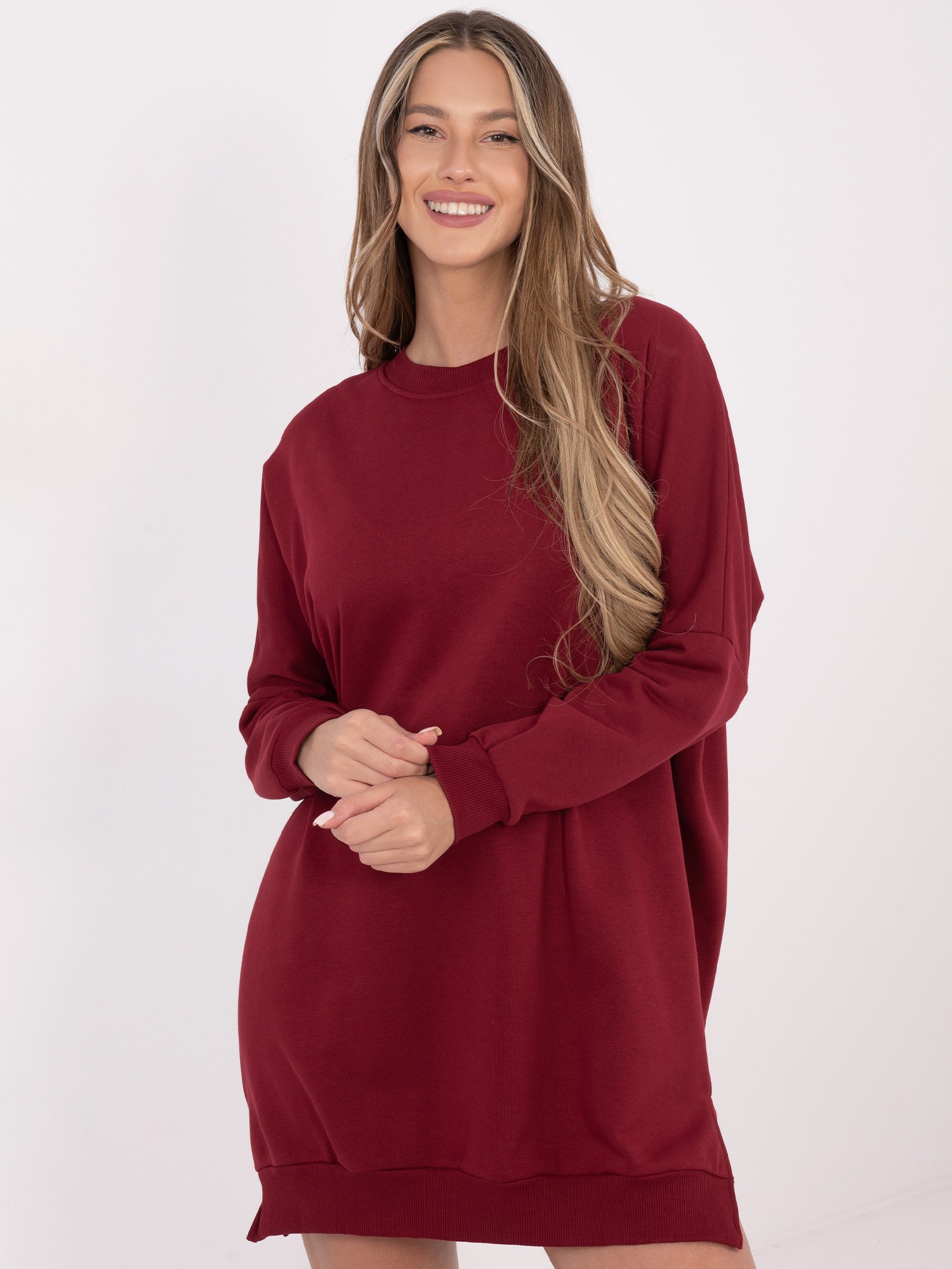 Laisvo silueto medvilninė suknelė "CAMINO" bordo