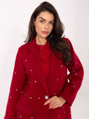 Alternative view of Elegantiškas švarkas dekoruotas cirkoniais "SATYN" bordo