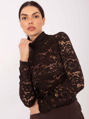 Alternative view of Nėrinių palaidinė su aukštu kaklu "ARDENA" ruda