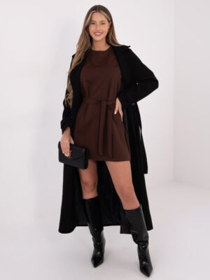 Alternative view of Laisvo silueto suknelė su nėriniais "SAIBEL" ruda