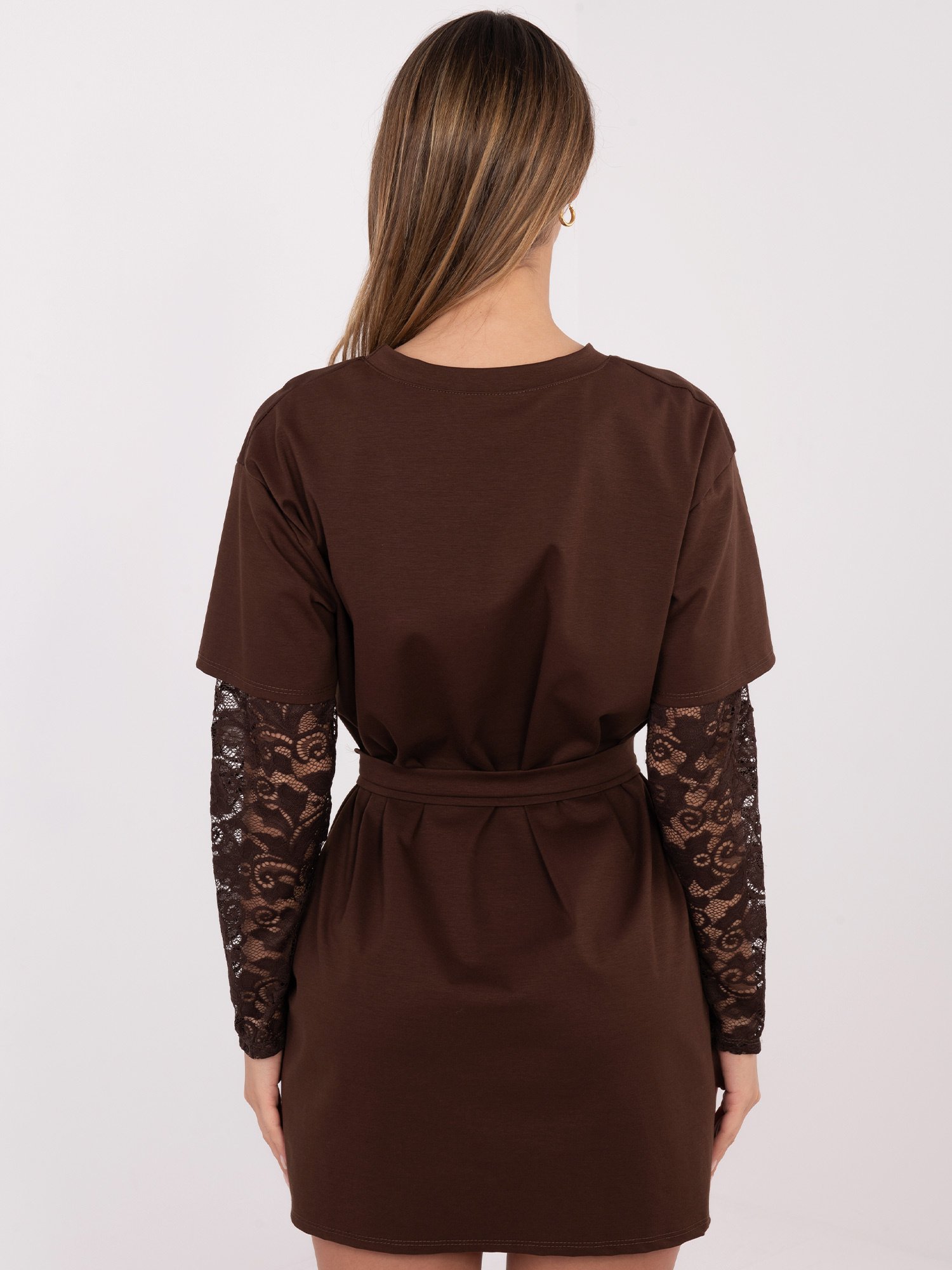 Laisvo silueto suknelė su nėriniais "SAIBEL" ruda - Image 4