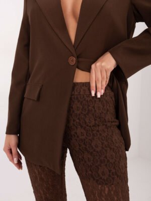 Alternative view of Nėriniuotos platėjančios kelnės "LUMINE" ruda