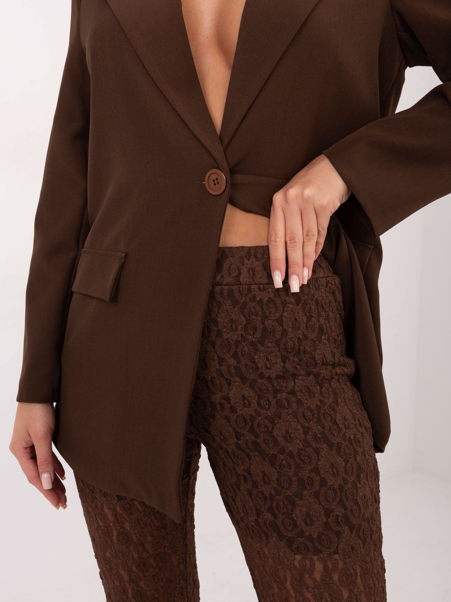 Nėriniuotos platėjančios kelnės "LUMINE" ruda - Image 2