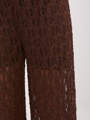 Alternative view of Nėriniuotos plačios kelnės aukštu liemeniu "ANABELE" ruda