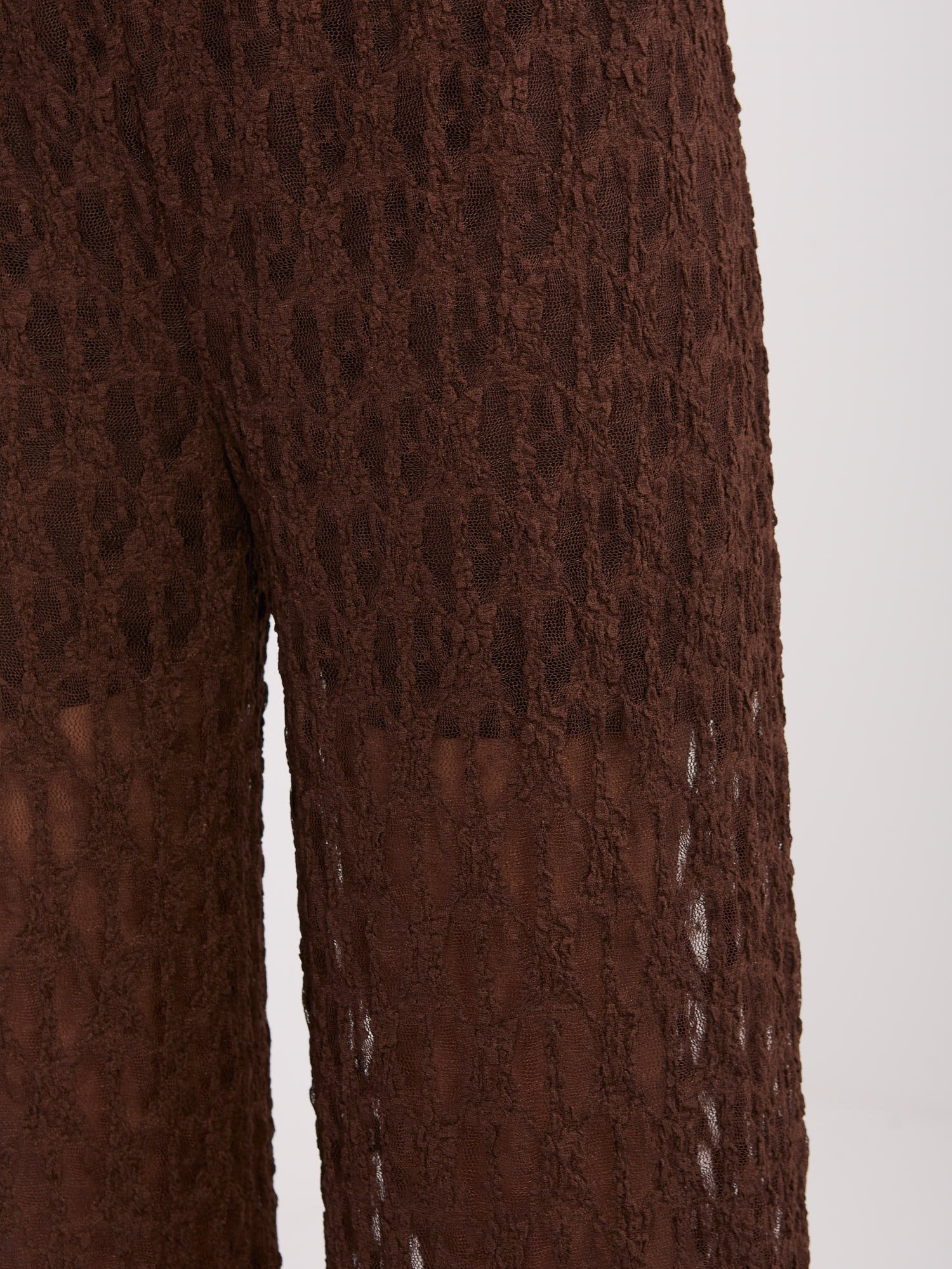 Nėriniuotos plačios kelnės aukštu liemeniu "ANABELE" ruda - Image 2