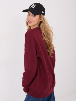 Alternative view of Oversize stiliaus džemperis su užrašu "NEW YORK" bordo