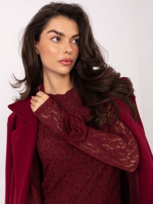 Alternative view of Puošni kokteilinė nėriniuoto audinio suknelė "MILEDI" bordo