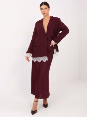 Stilingas švarkas su nėrinių apdaila "NENSY" bordo