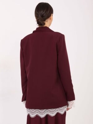 Alternative view of Stilingas švarkas su nėrinių apdaila "NENSY" bordo