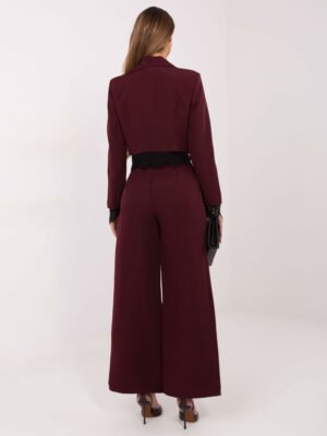 Alternative view of Palazzo stiliaus kelnės su aukštu liemeniu ir  sagutėmis "ZOYA" bordo