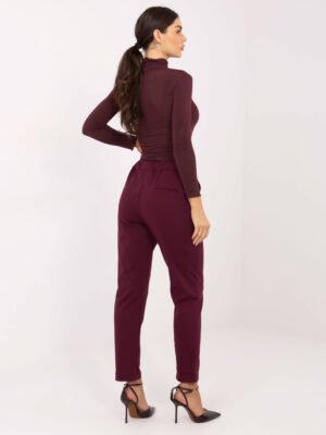 Alternative view of Tiesaus silueto kelnės su raišteliu "KYOTO" bordo