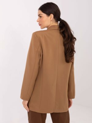 Alternative view of Elegantiškas tiesaus kirpimo švarkas be užsegimo "MARIAM" karamelinė