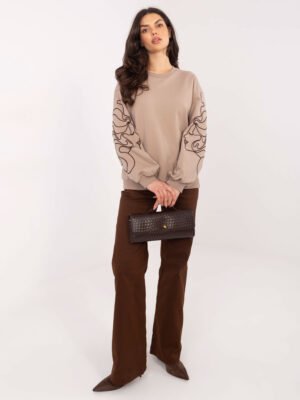 Alternative view of Džemperis su išskirtiniu ornamentu rankovėse "TERESITA" tamsi smėlio