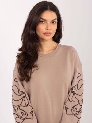 Džemperis su išskirtiniu ornamentu rankovėse "TERESITA" tamsi smėlio