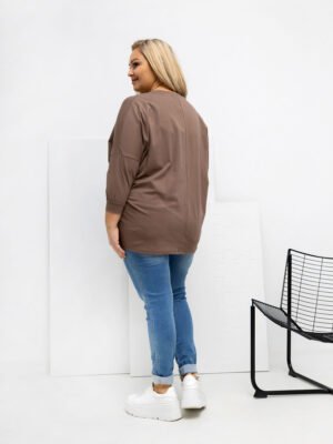 Alternative view of Minimalistinė plus size palaidinė "LORNA" tamsi smėlio