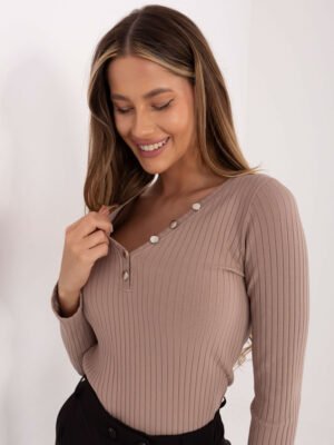 Alternative view of Klasikinio modelio tampri palaidinė su V fomors kaklu "VITA" tamsi smėlio