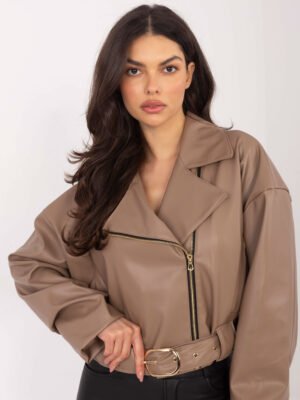 Eco odos trumpa striukė su diržu "EINARA" tamsi smėlio