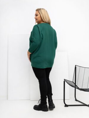 Alternative view of Minimalistinė plus size palaidinė "LORNA" tamsi žalia
