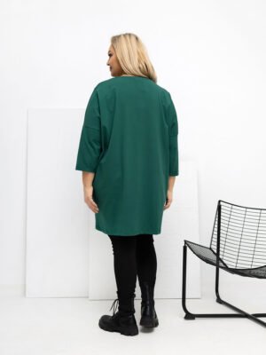 Alternative view of Plus size ilga palaidinė-tunika su kišenėmis "KATRINA" tamsi žalia
