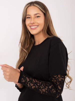 Alternative view of Palaidinė su originaliomis nėrinių rankovėmis "MADLEY" juoda