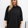 Plus size ilga palaidinė-tunika su kišenėmis "KATRINA" juoda