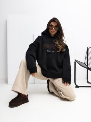 Pol pl Czarna dresowa bluza z napisem Paris RUE PARIS 415927