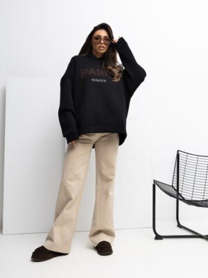 Pol pl Czarna dresowa bluza z napisem Paris RUE PARIS 415927