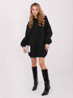 Oversize džemperinė suknelė su gobtuvu"MILO" juoda