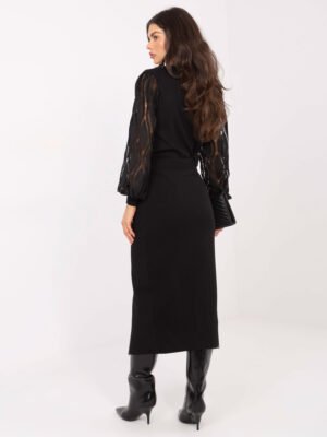 Alternative view of Midi sijonas su skeltuku ir dekoratyvinėmis sagomis "CALEN" juoda