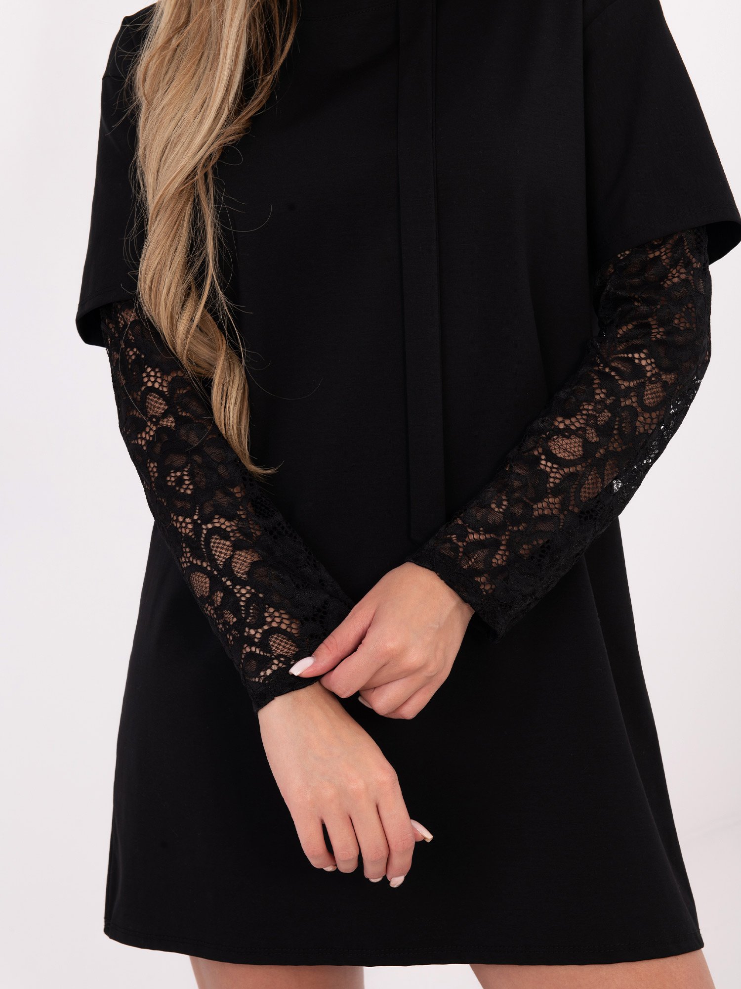 Laisvo silueto suknelė su nėriniais "SAIBEL" juoda - Image 3