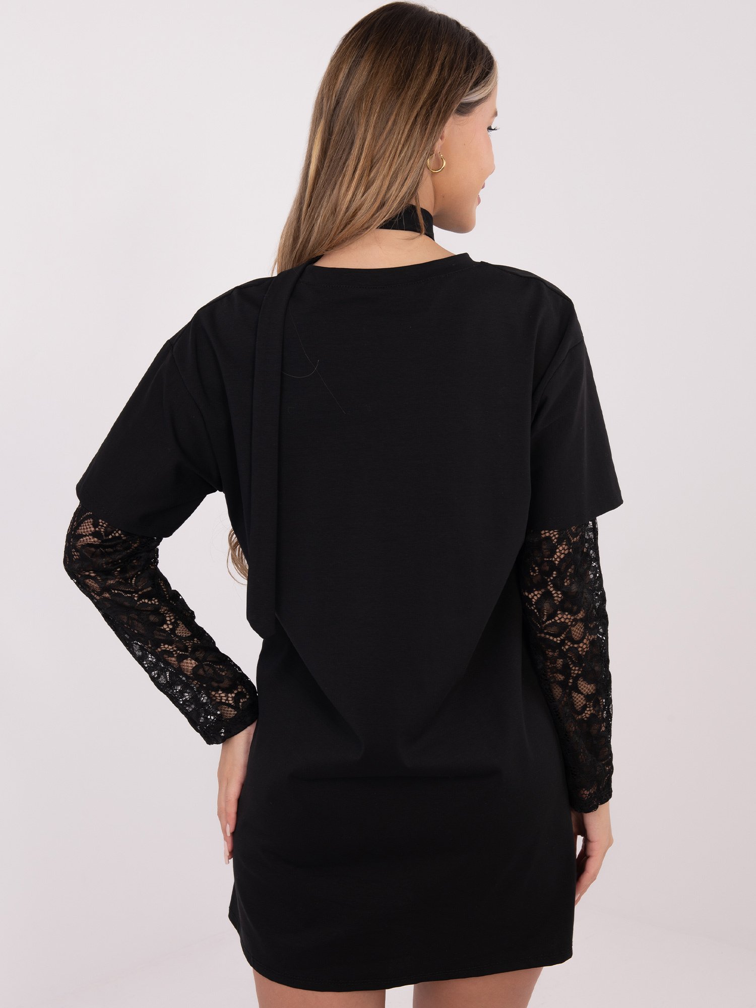 Laisvo silueto suknelė su nėriniais "SAIBEL" juoda - Image 5