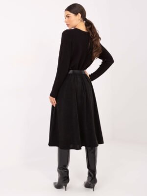 Alternative view of Minkšto audinio platėjantis midi sijonas su diržu "GIZELL" juoda