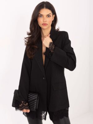 Pol pl Czarna wizytowa marynarka z aplikacjami 416547