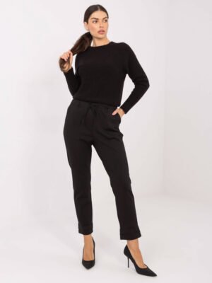 Tiesaus silueto kelnės su raišteliu "KYOTO" juoda