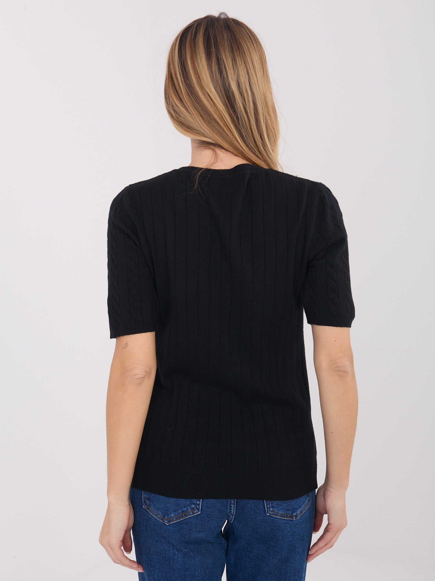 Megztukas trumpomis rankovėmis "ADRIA" juoda - Image 2