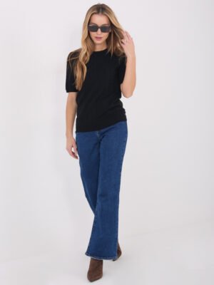 Megztukas trumpomis rankovėmis "ADRIA" juoda