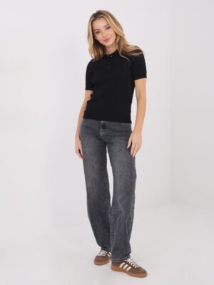 Polo megztukas trumpomis rankovėmis "JOLA" juoda