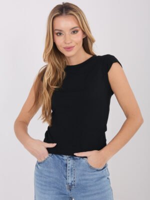 BASIC stiliaus palaidinė itin trumpomis rankovėmis "DALIJA"  juoda