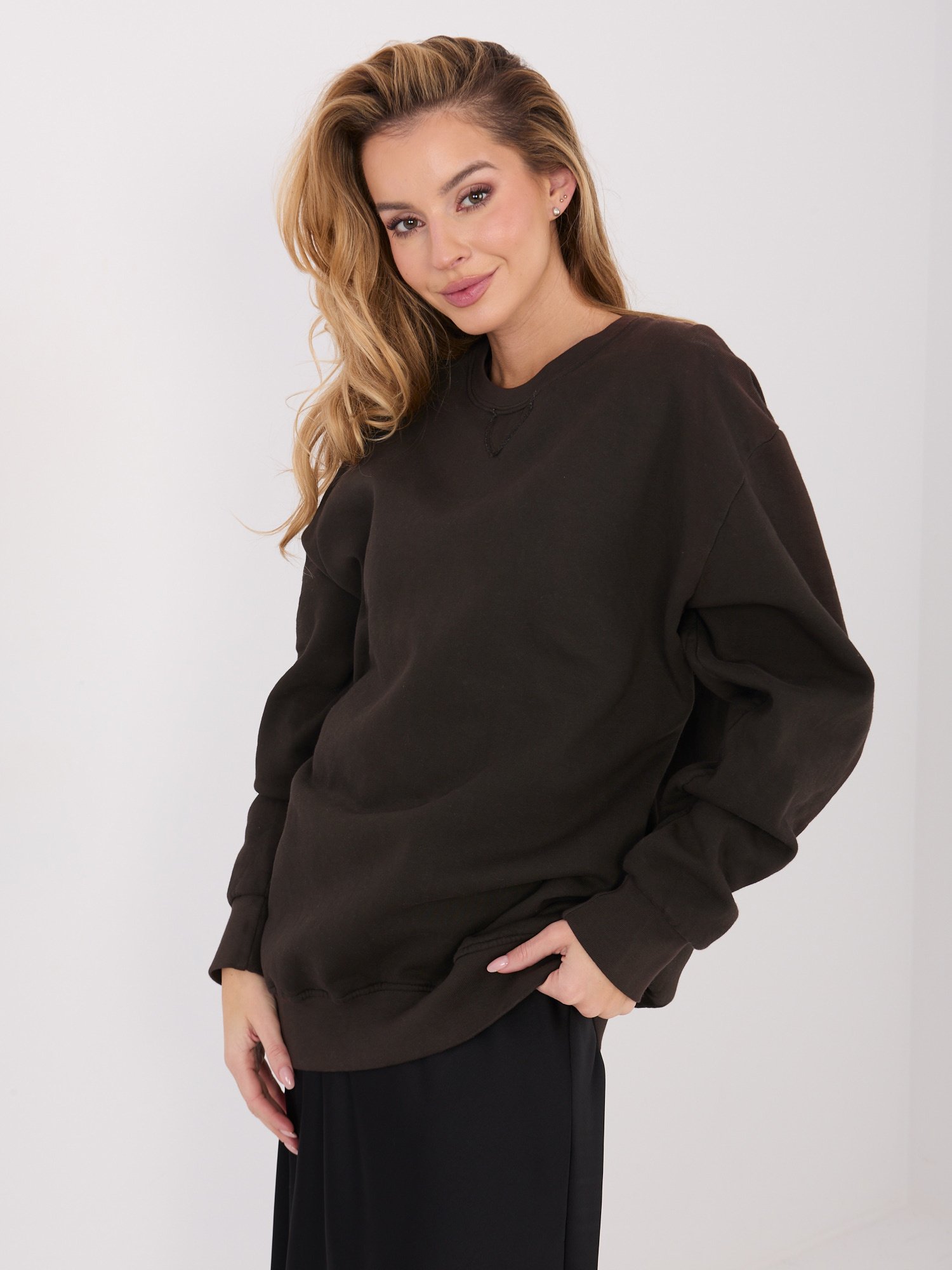 Ilgas oversize džemperis "ERIKA" tamsi ruda - Image 2