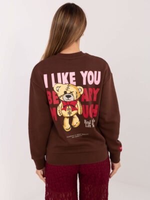 Džemperis stilingam laisvalaikiui „I LIKE YOU” ruda
